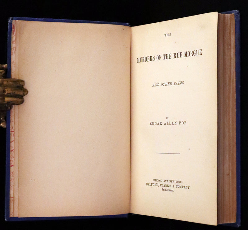 1887 Scarce Book - The Murders in the Rue Morgue and Other Tales by Edgar Allan POE (Pit and Pendulum, Fall of House of Usher, Narrative of A. Gordon Pym, ...).