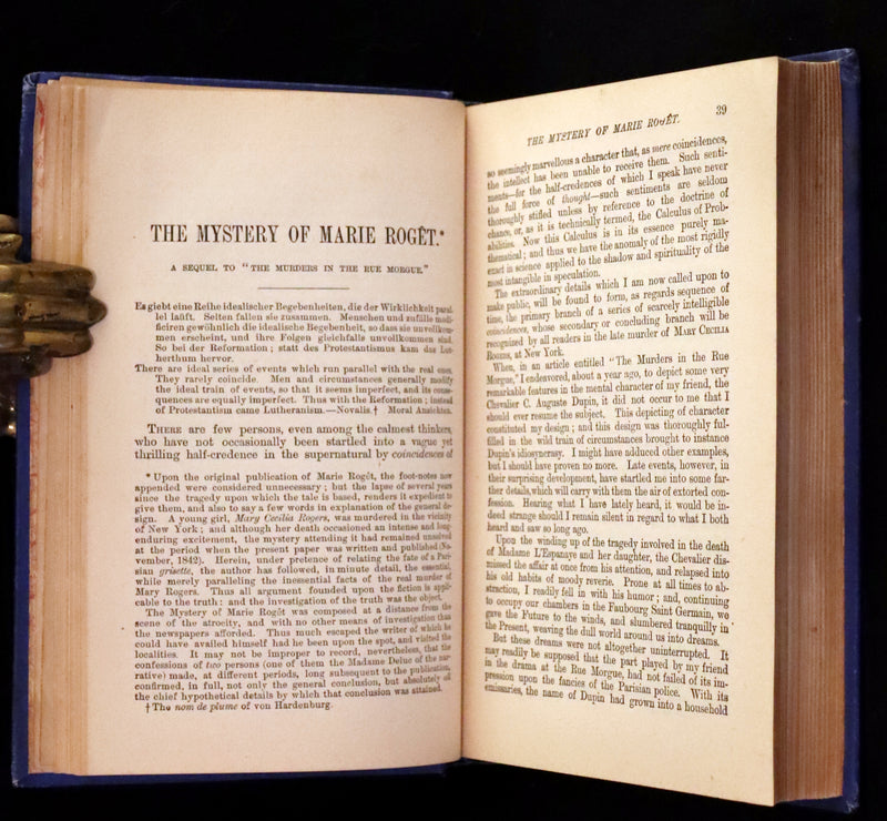 1887 Scarce Book - The Murders in the Rue Morgue and Other Tales by Edgar Allan POE (Pit and Pendulum, Fall of House of Usher, Narrative of A. Gordon Pym, ...).