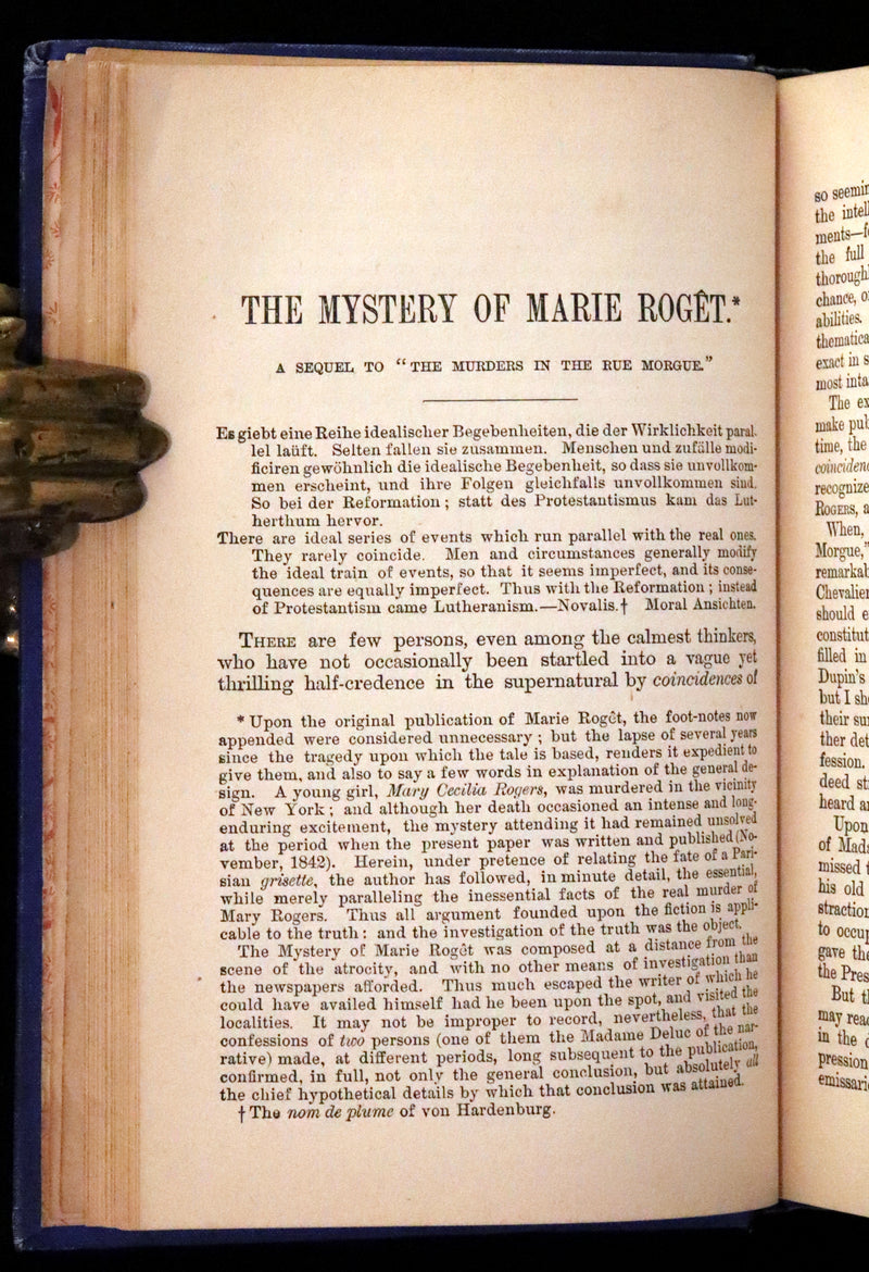 1887 Scarce Book - The Murders in the Rue Morgue and Other Tales by Edgar Allan POE (Pit and Pendulum, Fall of House of Usher, Narrative of A. Gordon Pym, ...).