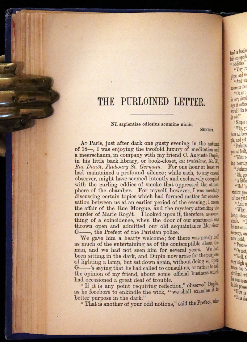 1887 Scarce Book - The Murders in the Rue Morgue and Other Tales by Edgar Allan POE (Pit and Pendulum, Fall of House of Usher, Narrative of A. Gordon Pym, ...).