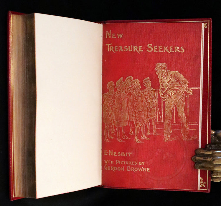 1904 First Edition bound by Bayntun-Riviere - New Treasure Seekers by Edith Nesbit illustrated by Gordon Browne.