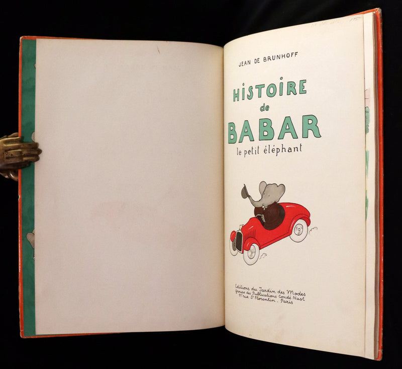 1931 True French First Edition - Histoire de Babar le Petit Elephant by Jean de Brunhoff.