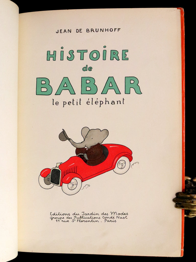 1931 True French First Edition - Histoire de Babar le Petit Elephant by Jean de Brunhoff.