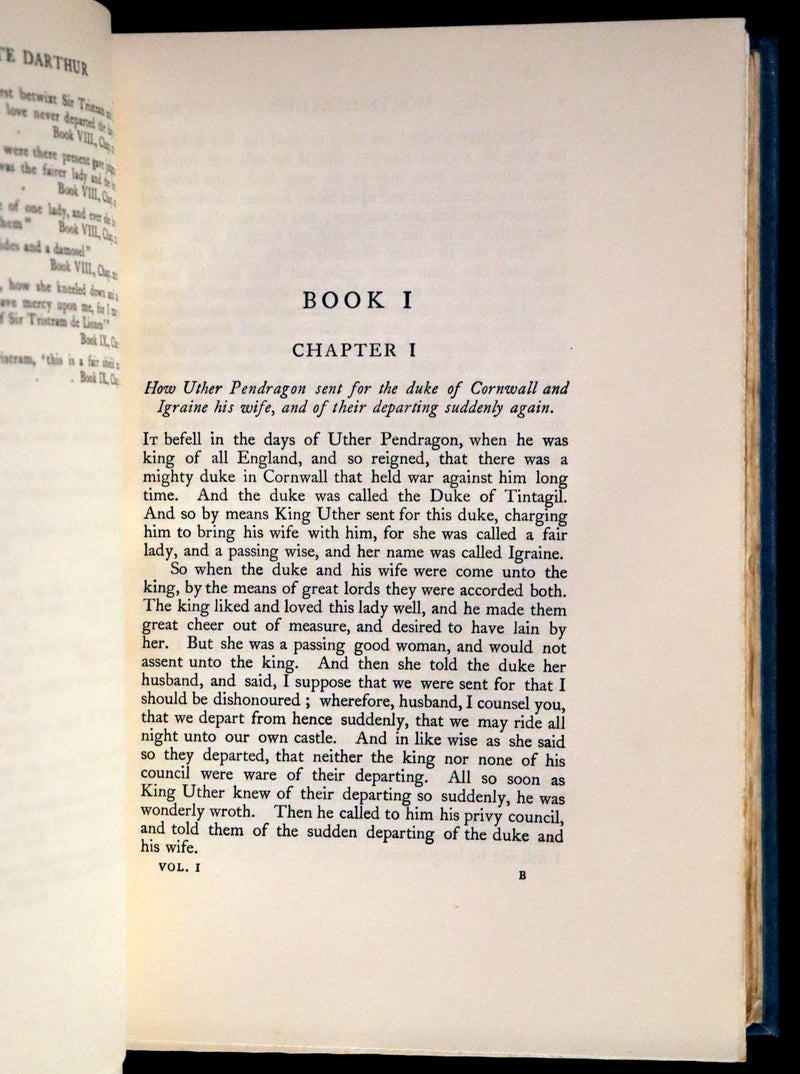 1923 Rare Book set - Le Morte Darthur, The History of King Arthur and of His Noble Knights of the Round Table.