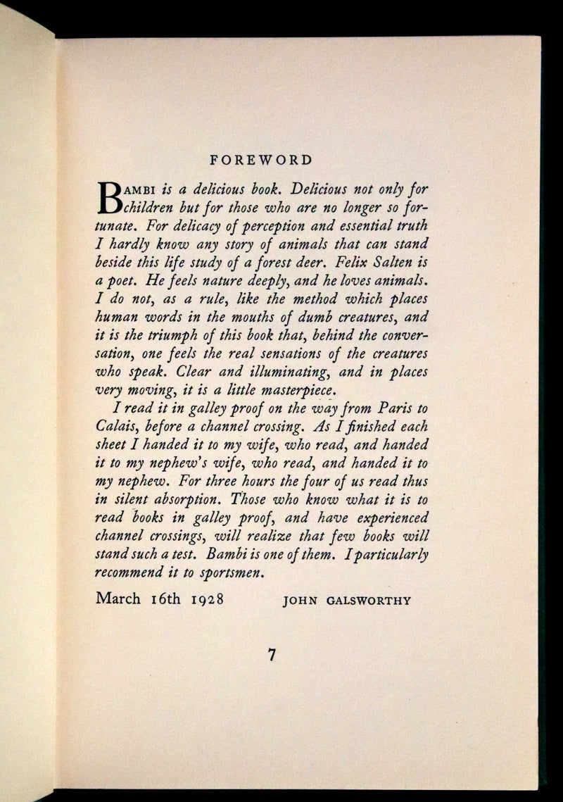 1928 Rare First UK Edition - Bambi a Life in the Woods by Felix Salten. Illustrated.