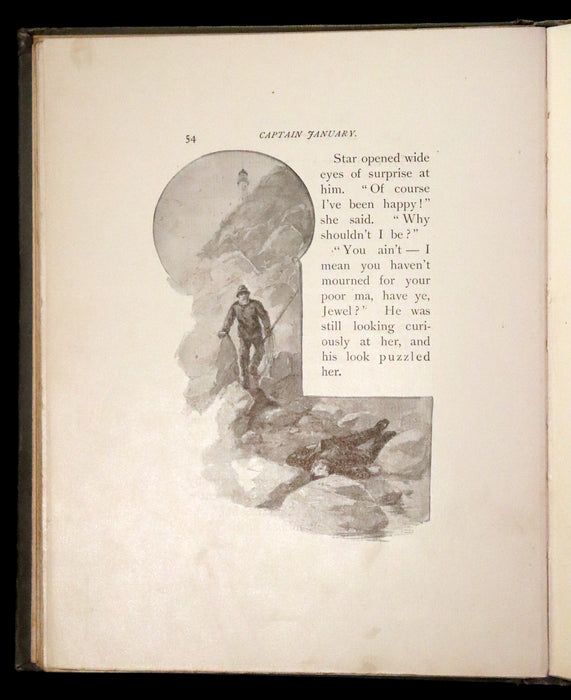 1893 Rare Victorian Book - Captain January, Lighthouse Keeper and His Little Girl by Laura E. Richards. Illustrated.