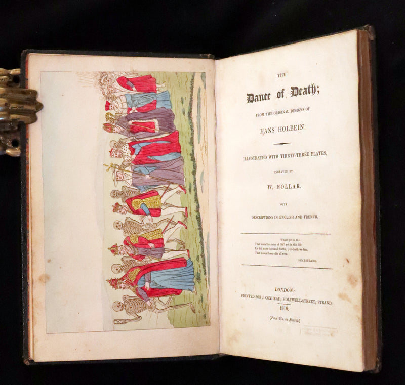 1816 Scarce Book -The Dance of Death, Danse Macabre by Hans Holbein, Color illustrated.