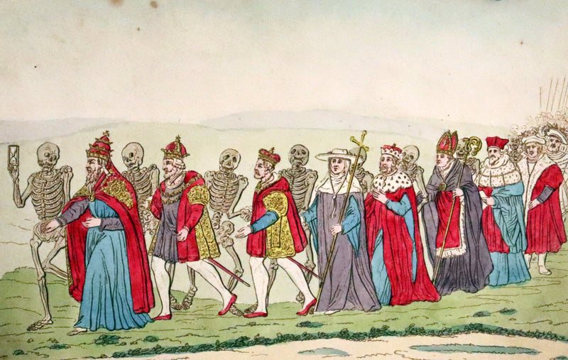 1816 Scarce Book -The Dance of Death, Danse Macabre by Hans Holbein, Color illustrated.