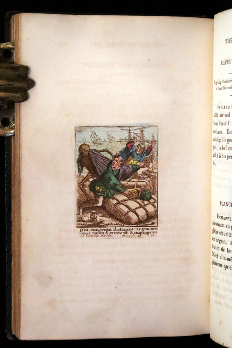 1816 Scarce Book -The Dance of Death, Danse Macabre by Hans Holbein, Color illustrated.