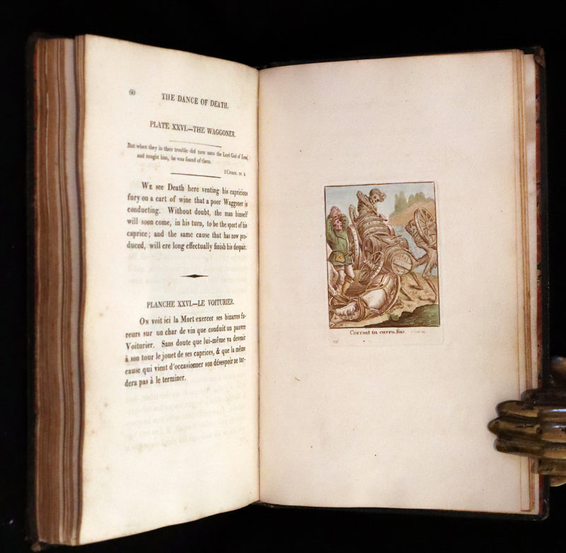 1816 Scarce Book -The Dance of Death, Danse Macabre by Hans Holbein, Color illustrated.