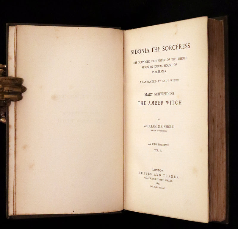 1894 Rare Book set - Sidonia the Sorceress and Mary Schweidler, The Amber Witch.