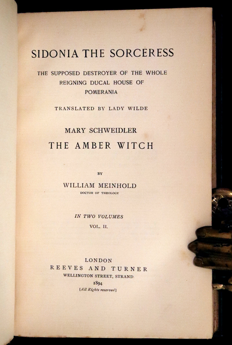 1894 Rare Book set - Sidonia the Sorceress and Mary Schweidler, The Amber Witch.