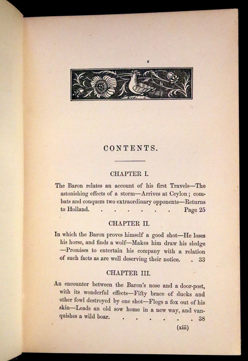 1880 Rare Book - The Travels and Surprising Adventures of Baron Munchausen Illustrated by Crowquill.
