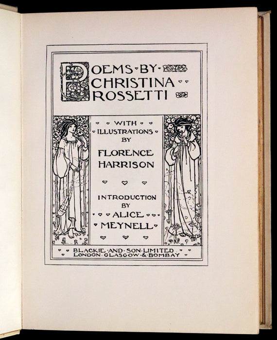 1910 Rare First Edition - Poems by Christina Rossetti Illustrated by Pre-Raphaelite Florence Harrison.