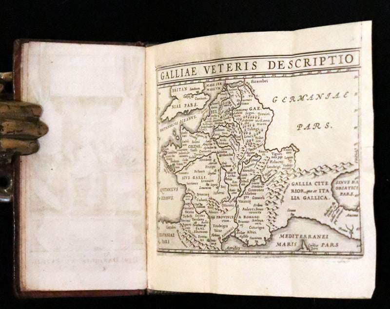1664 Rare vellum Latin Book - Works of Julius Caesar, The Gallic War, Civil War, ... with Maps.