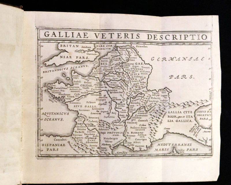 1664 Rare vellum Latin Book - Works of Julius Caesar, The Gallic War, Civil War, ... with Maps.