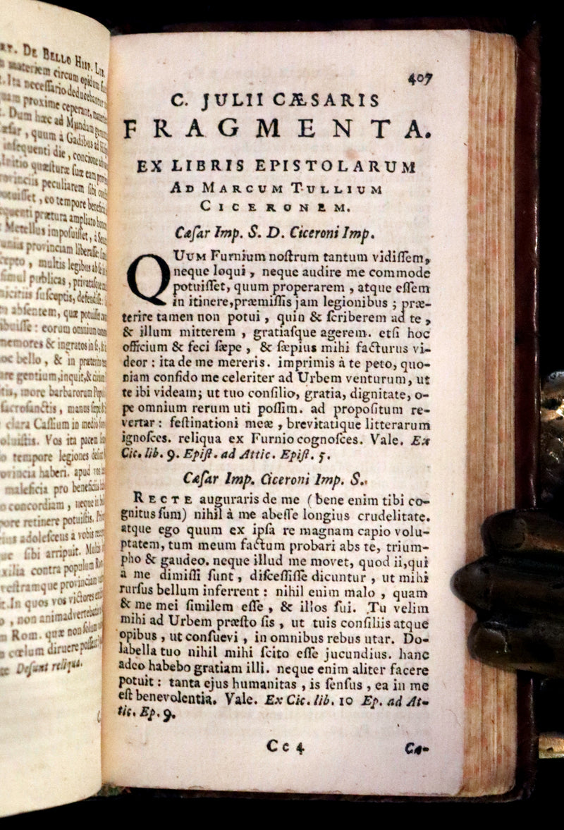 1664 Rare vellum Latin Book - Works of Julius Caesar, The Gallic War, Civil War, ... with Maps.