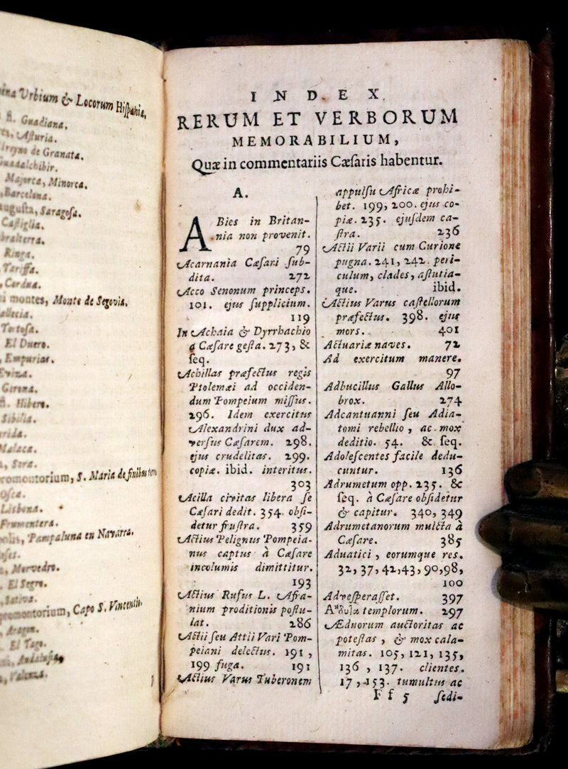 1664 Rare vellum Latin Book - Works of Julius Caesar, The Gallic War, Civil War, ... with Maps.