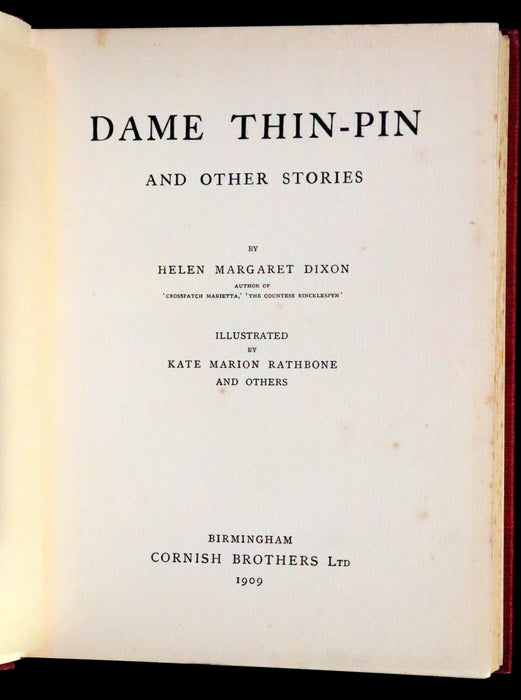 1909 Scarce First Edition - Dame Thin-Pin Other Edwardian Fairy Tales by Helen M. Dixon.