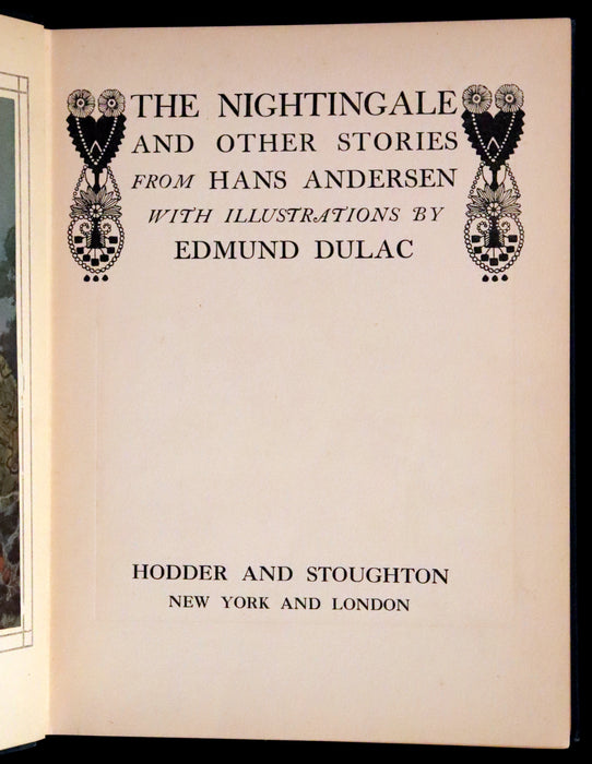 1911 Rare First Edition - The Nightingale and Other Stories from Andersen, Illustrated By Edmund Dulac.