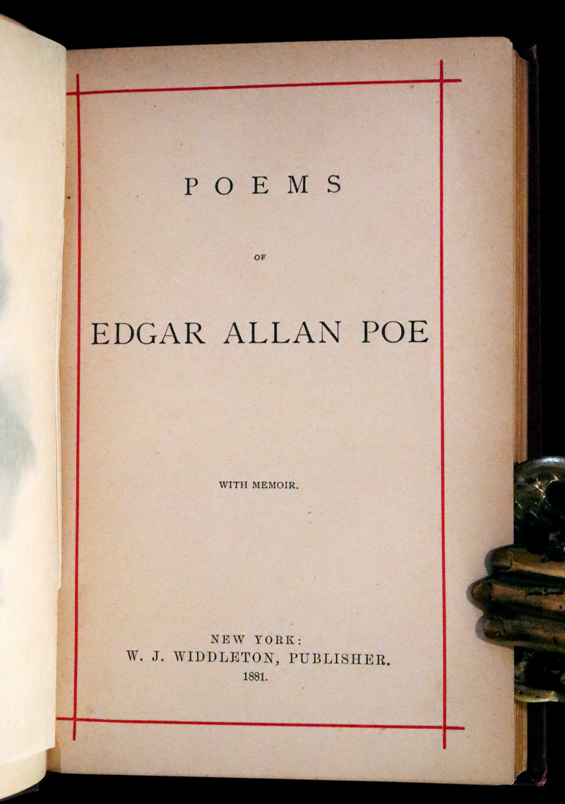 1881 Rare Book - Poems of Edgar Allan Poe including The Raven, Lenore, Ulalume,...