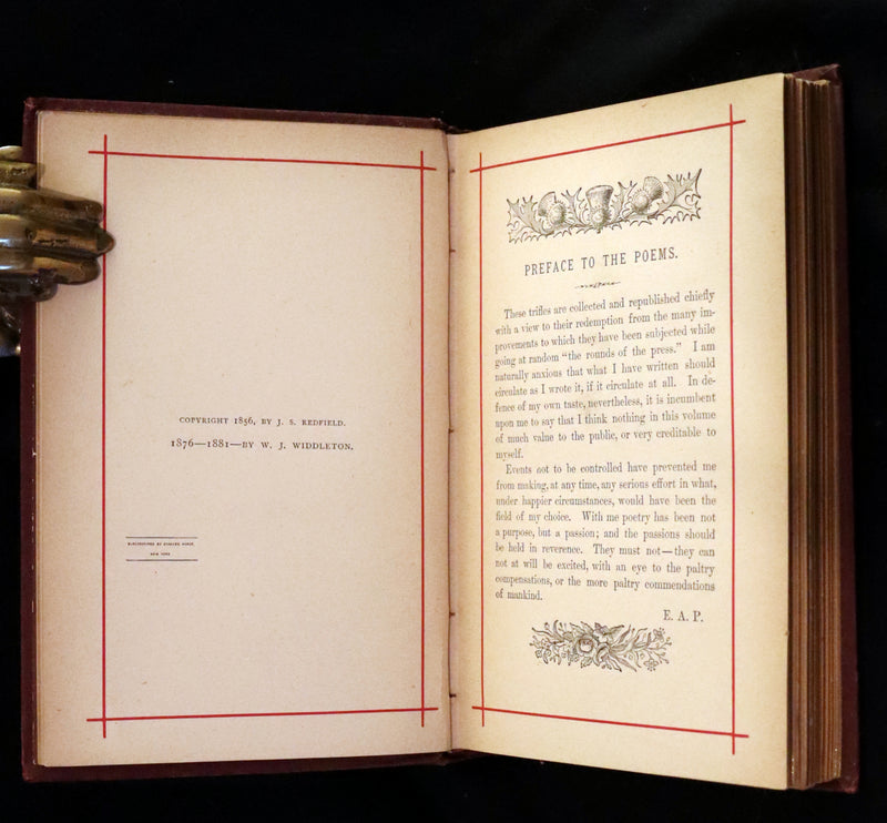 1881 Rare Book - Poems of Edgar Allan Poe including The Raven, Lenore, Ulalume,...