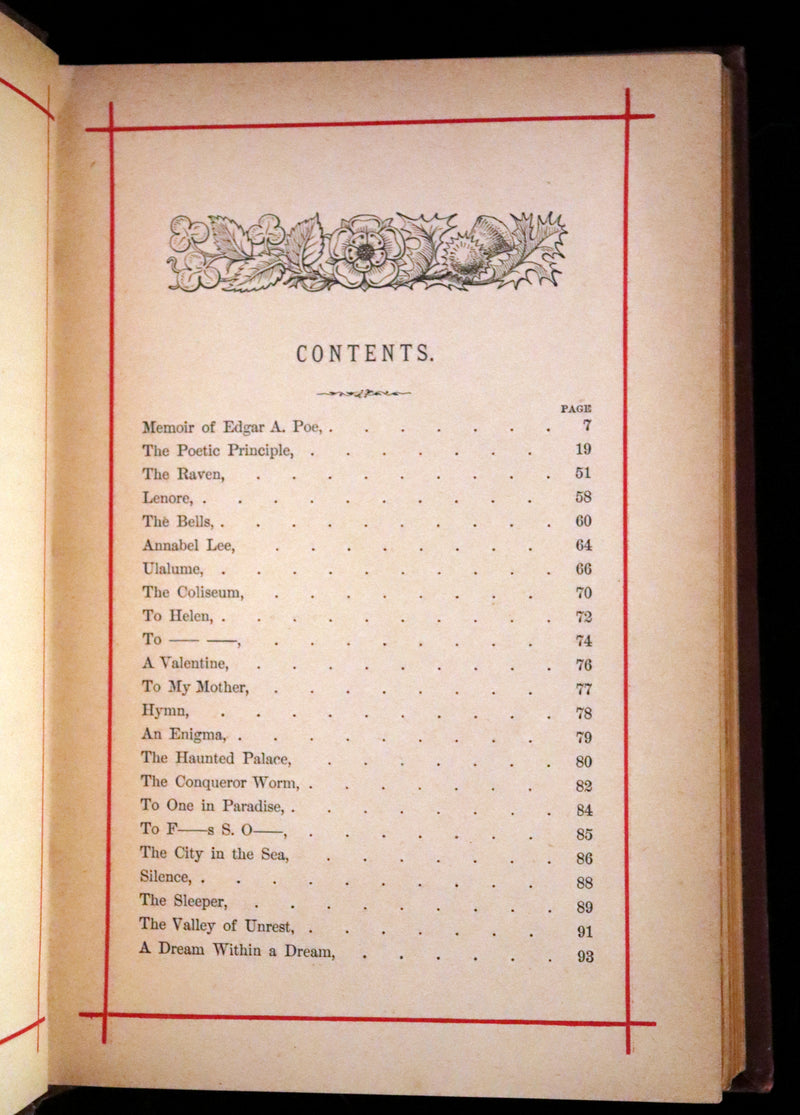 1881 Rare Book - Poems of Edgar Allan Poe including The Raven, Lenore, Ulalume,...