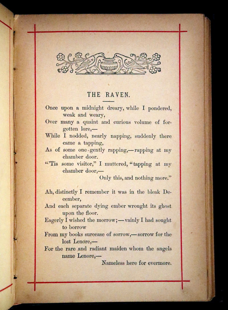 1881 Rare Book - Poems of Edgar Allan Poe including The Raven, Lenore, Ulalume,...