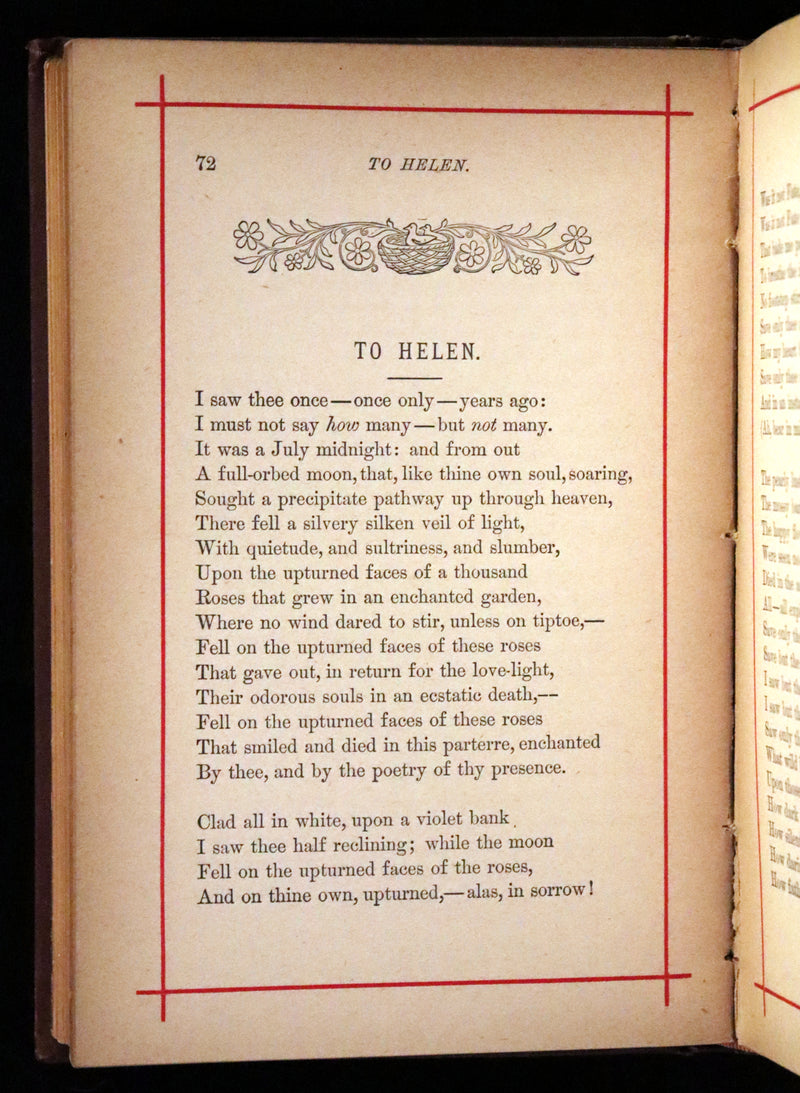1881 Rare Book - Poems of Edgar Allan Poe including The Raven, Lenore, Ulalume,...