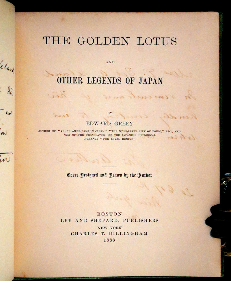 1883 Rare Signed First Edition ~ The Golden Lotus and Other Legends of Japan by Edward Greey.