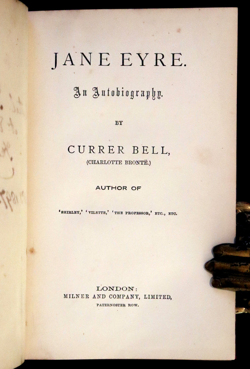 1895 Rare Victorian Edition - Jane Eyre. An Autobiography by Currer Bell (Charlotte Brontë).