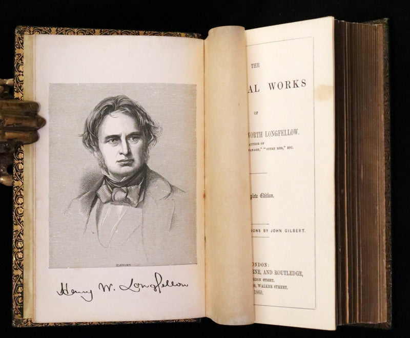 1860 Rare Victorian Book - The Poetical Works of Longfellow Illustrated by Sir John Gilbert.