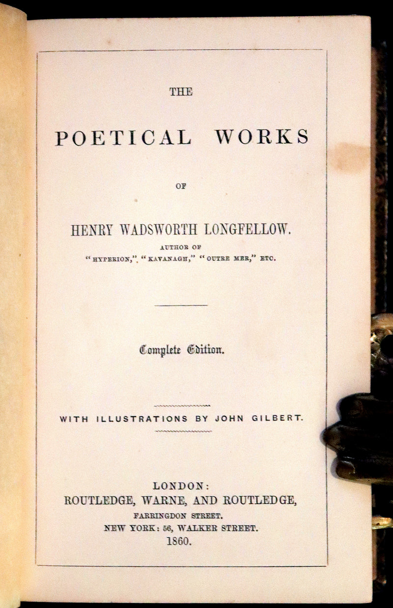1860 Rare Victorian Book - The Poetical Works of Longfellow Illustrated by Sir John Gilbert.