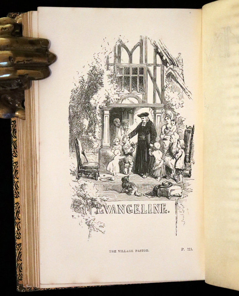 1860 Rare Victorian Book - The Poetical Works of Longfellow Illustrated by Sir John Gilbert.
