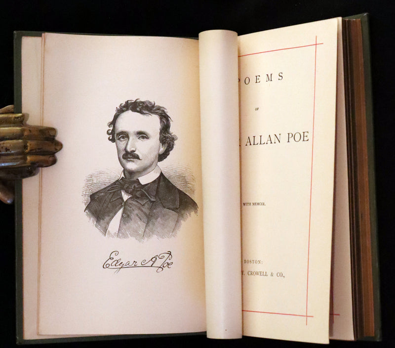 1882 Rare Book - Poems by Edgar Allan Poe with Memoir (The Raven, Lenore,...). Illustrated.