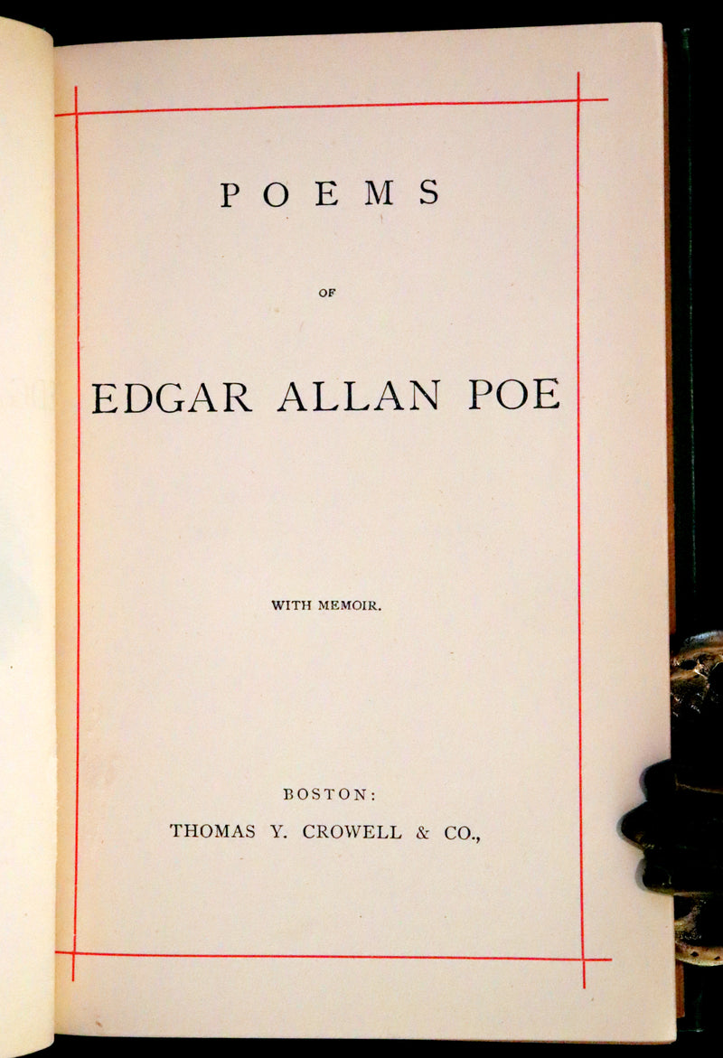 1882 Rare Book - Poems by Edgar Allan Poe with Memoir (The Raven, Lenore,...). Illustrated.