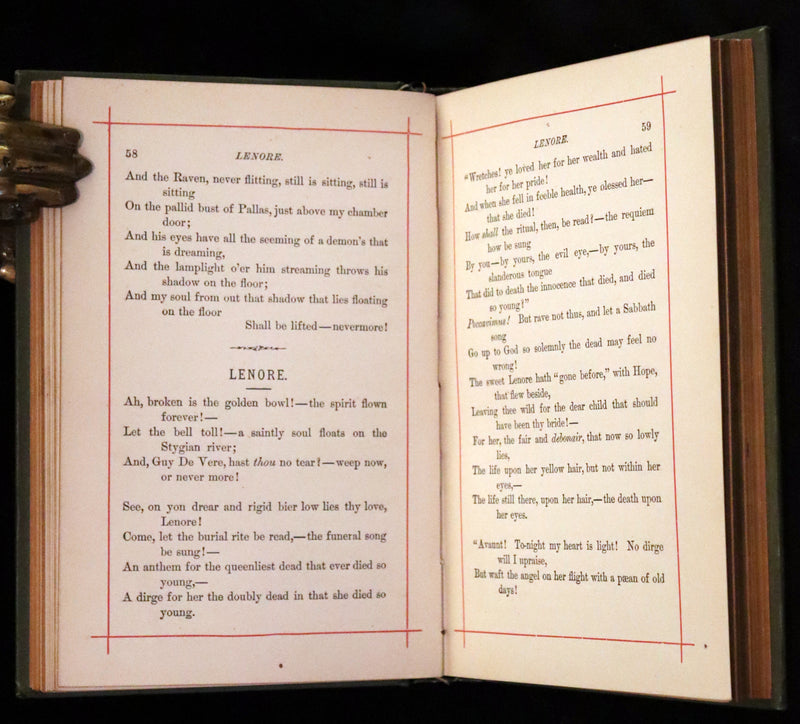 1882 Rare Book - Poems by Edgar Allan Poe with Memoir (The Raven, Lenore,...). Illustrated.