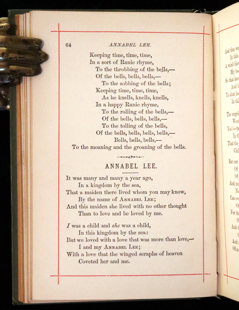 1882 Rare Book - Poems by Edgar Allan Poe with Memoir (The Raven, Lenore,...). Illustrated.