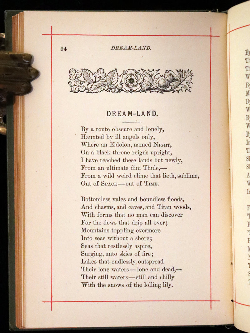 1882 Rare Book - Poems by Edgar Allan Poe with Memoir (The Raven, Lenore,...). Illustrated.