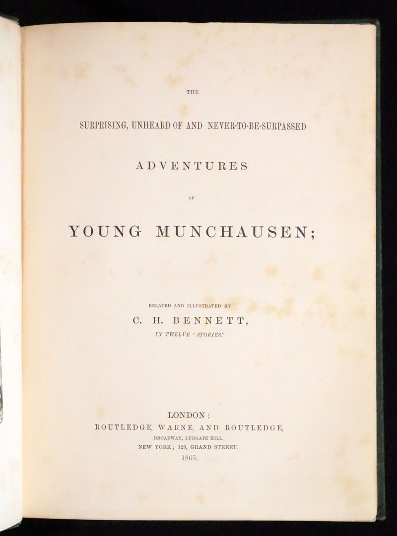 1865 Rare First Edition - The Surprising, Unheard of, and Never-to-be-Surpassed Adventures of Young Munchausen.