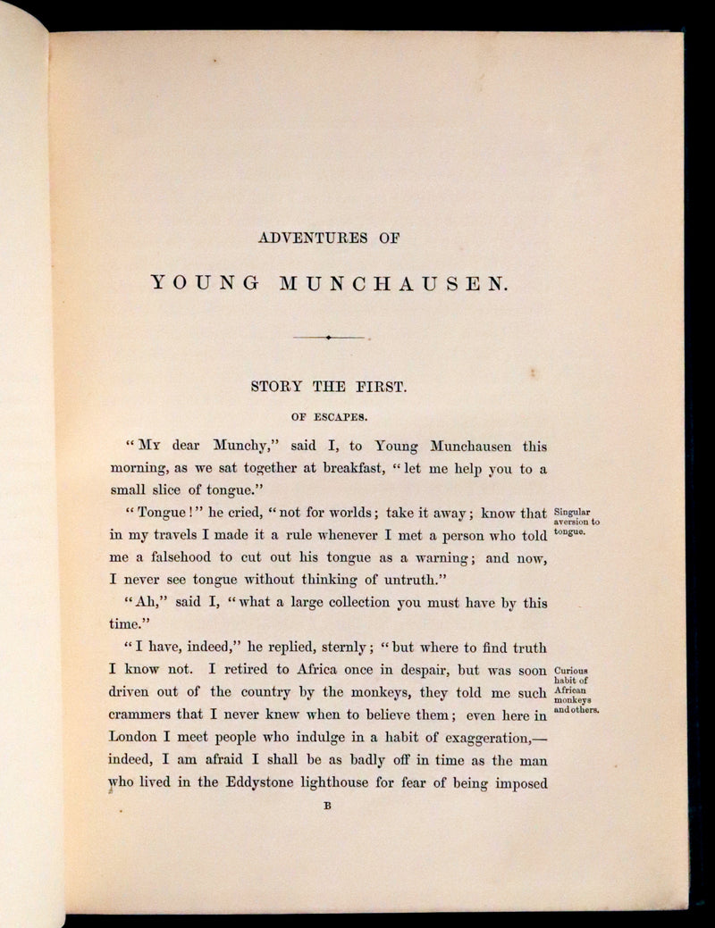 1865 Rare First Edition - The Surprising, Unheard of, and Never-to-be-Surpassed Adventures of Young Munchausen.