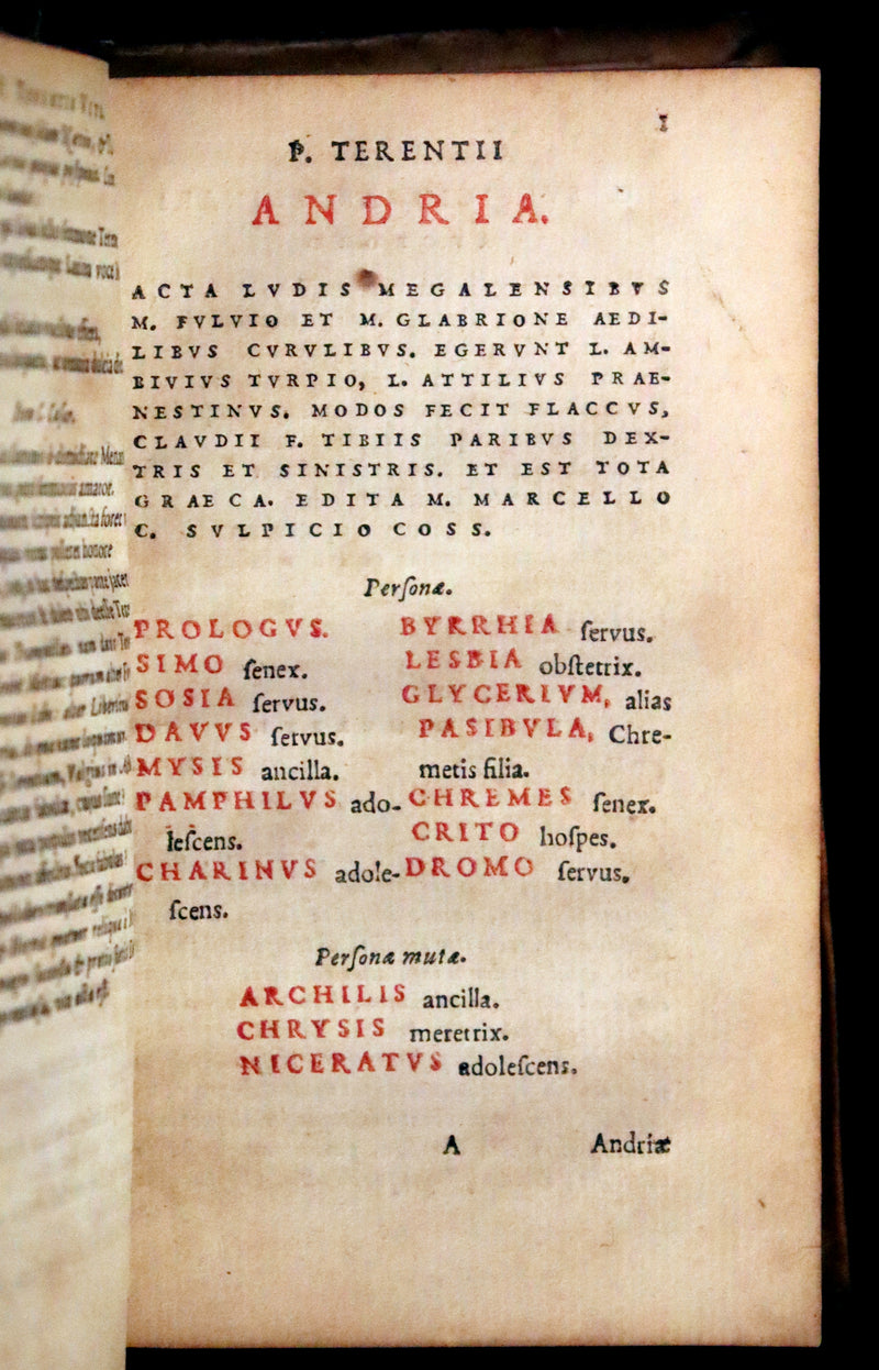 1635 Rare Latin Book - Terence's Comedies - Publii Terentii Comœdiæ Sex: Ex Recensione Heinsiana.