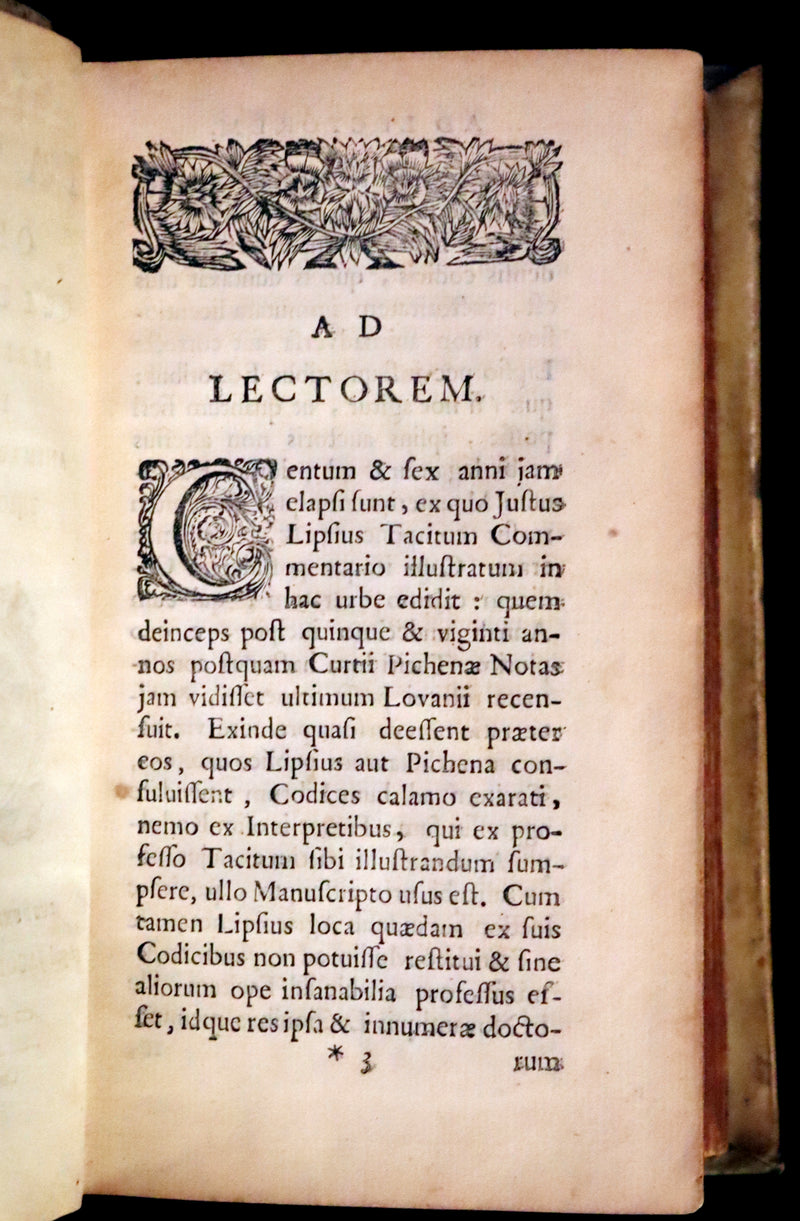 1687 Rare Latin Vellum Book - Tacitus Works on Roman Empire's Society, and Military Affairs