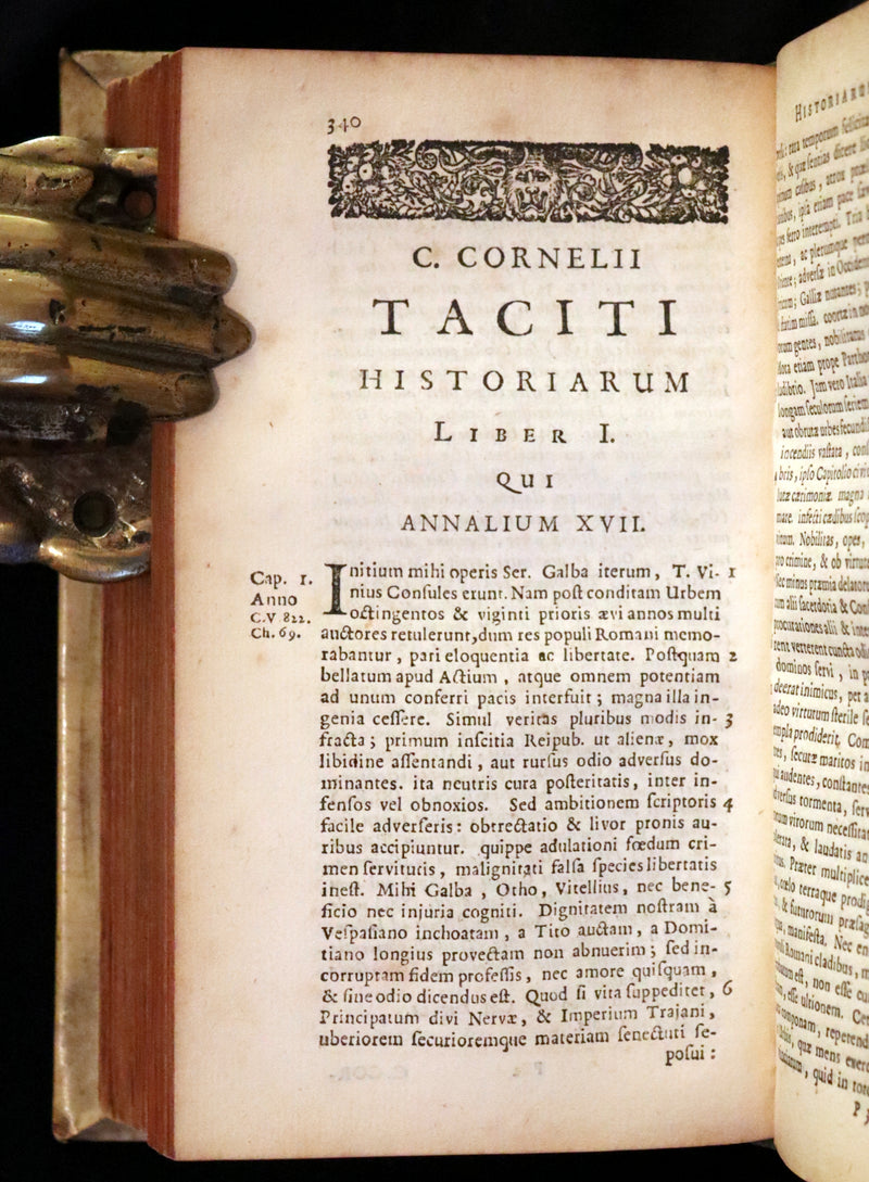 1687 Rare Latin Vellum Book - Tacitus Works on Roman Empire's Society, and Military Affairs