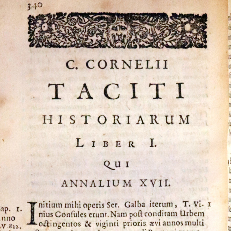 1687 Rare Latin Vellum Book - Tacitus Works on Roman Empire's Society, and Military Affairs