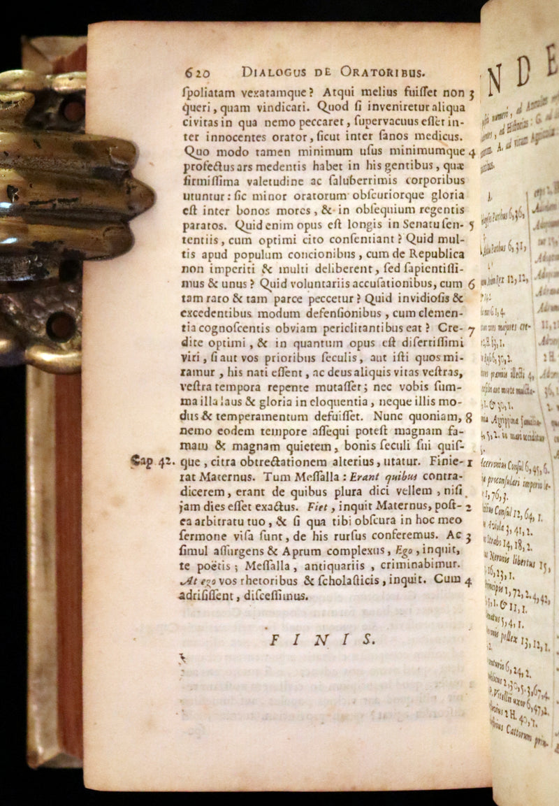 1687 Rare Latin Vellum Book - Tacitus Works on Roman Empire's Society, and Military Affairs