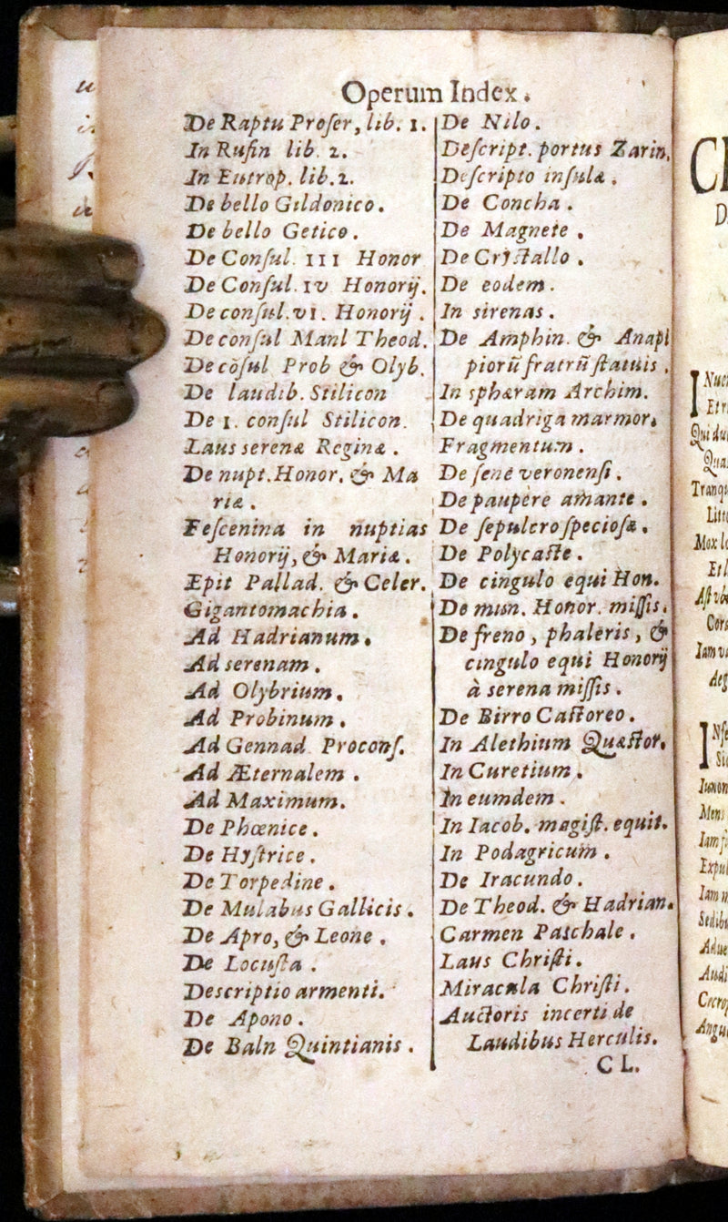 1674 Scarce Latin Vellum Book - Claudian's Latin Poetry of late antiquity - Emendatissima Poemata.