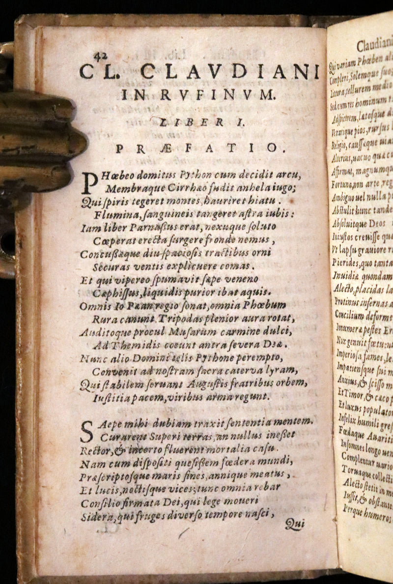 1674 Scarce Latin Vellum Book - Claudian's Latin Poetry of late antiquity - Emendatissima Poemata.