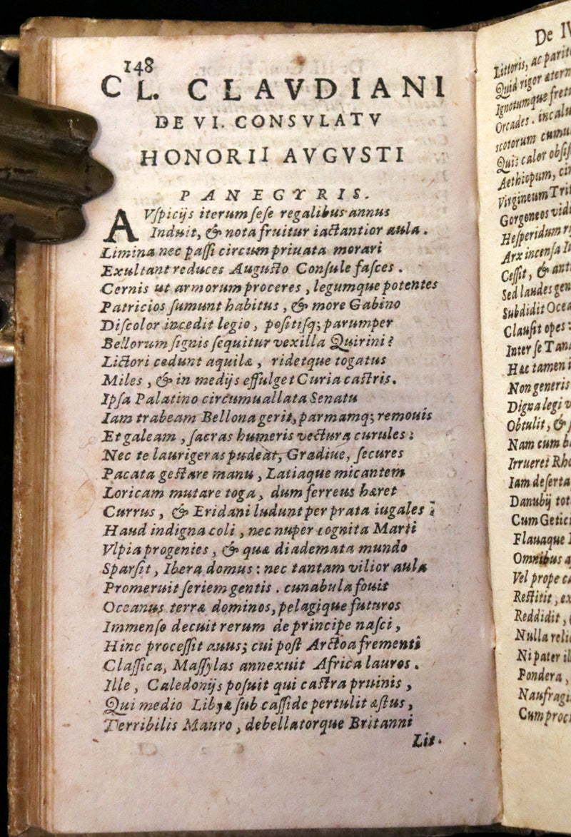 1674 Scarce Latin Vellum Book - Claudian's Latin Poetry of late antiquity - Emendatissima Poemata.
