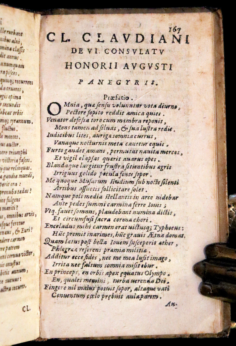 1674 Scarce Latin Vellum Book - Claudian's Latin Poetry of late antiquity - Emendatissima Poemata.